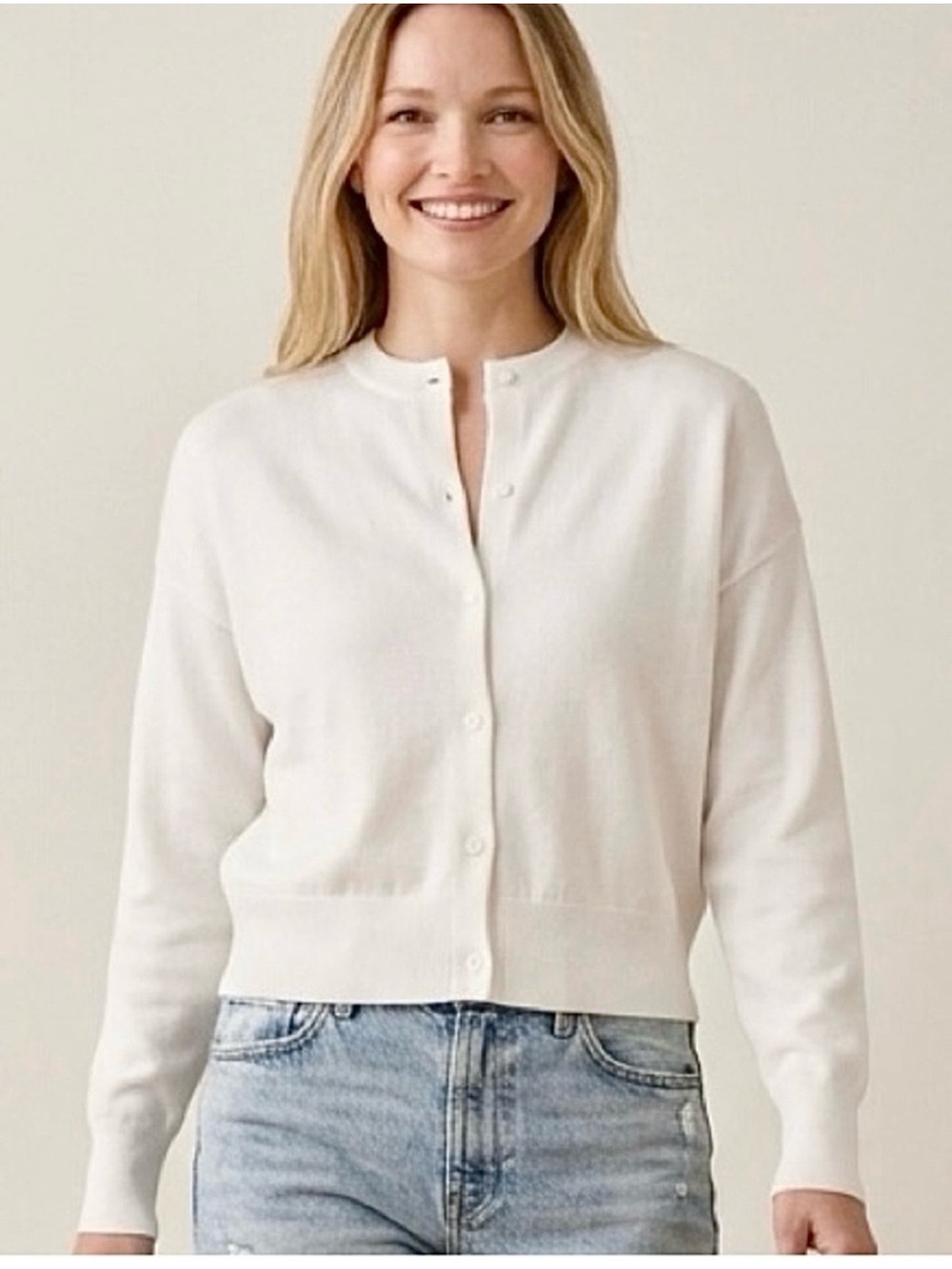 Lioness Vallery Knit Classic Button-Down Cardigan Sweater, White, Size XS, NWT